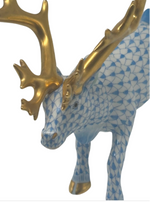 Laden Sie das Bild in den Galerie-Viewer, Herend Porzellan Figur Hirsch Fischernetz Blau 1. Wahl
