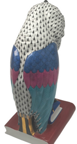 Laden Sie das Bild in den Galerie-Viewer, Herend Porzellan Figur Eule Fischernetz Schwarz 1. Wahl
