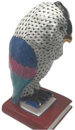 Laden Sie das Bild in den Galerie-Viewer, Herend Porzellan Figur Eule Fischernetz Schwarz 1. Wahl
