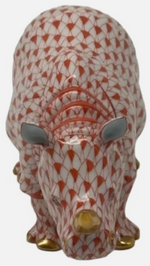Laden Sie das Bild in den Galerie-Viewer, Herend Porzellan Nashorn Fischernetz Braun 1. Wahl
