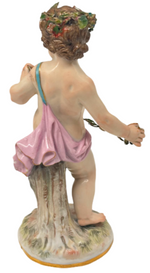 Laden Sie das Bild in den Galerie-Viewer, Meissen Porzellanfigur Putto mit Weinlaub 1. Wahl
