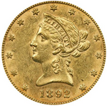 Laden Sie das Bild in den Galerie-Viewer, 10 $ Liberty Head 1892 Goldmünze (Philadelphia)
