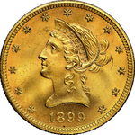 Laden Sie das Bild in den Galerie-Viewer, 10 $ Liberty Head 1899 Goldmünze (Philadelphia)
