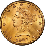 Laden Sie das Bild in den Galerie-Viewer, 10 $ Liberty Head 1901 Goldmünze (Philadelphia)

