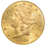 Laden Sie das Bild in den Galerie-Viewer, 20 $ Liberty Head 1901 S Goldmünze (San Francisco)
