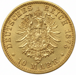 Laden Sie das Bild in den Galerie-Viewer, 1875 Preußen 10 Mark Wilhelm I. 3,55 g Gold
