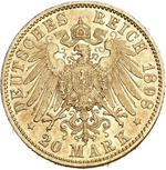 Laden Sie das Bild in den Galerie-Viewer, 1898 Preußen 20 Mark Wilhelm II. 7,17 g Gold
