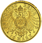 Laden Sie das Bild in den Galerie-Viewer, 1893 Preußen 10 Mark Wilhelm II. 3,58 g Gold
