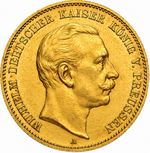 Laden Sie das Bild in den Galerie-Viewer, 1895 Preußen 20 Mark Wilhelm II. 7,16 g Gold
