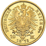 Laden Sie das Bild in den Galerie-Viewer, 1873 Baden 10 Mark Friedrich I. 3,55 g Gold
