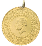 Laden Sie das Bild in den Galerie-Viewer, Ceyrek Altin Cumhuriyet türkische Goldmünze Atatürk 916 (22 Karat)
