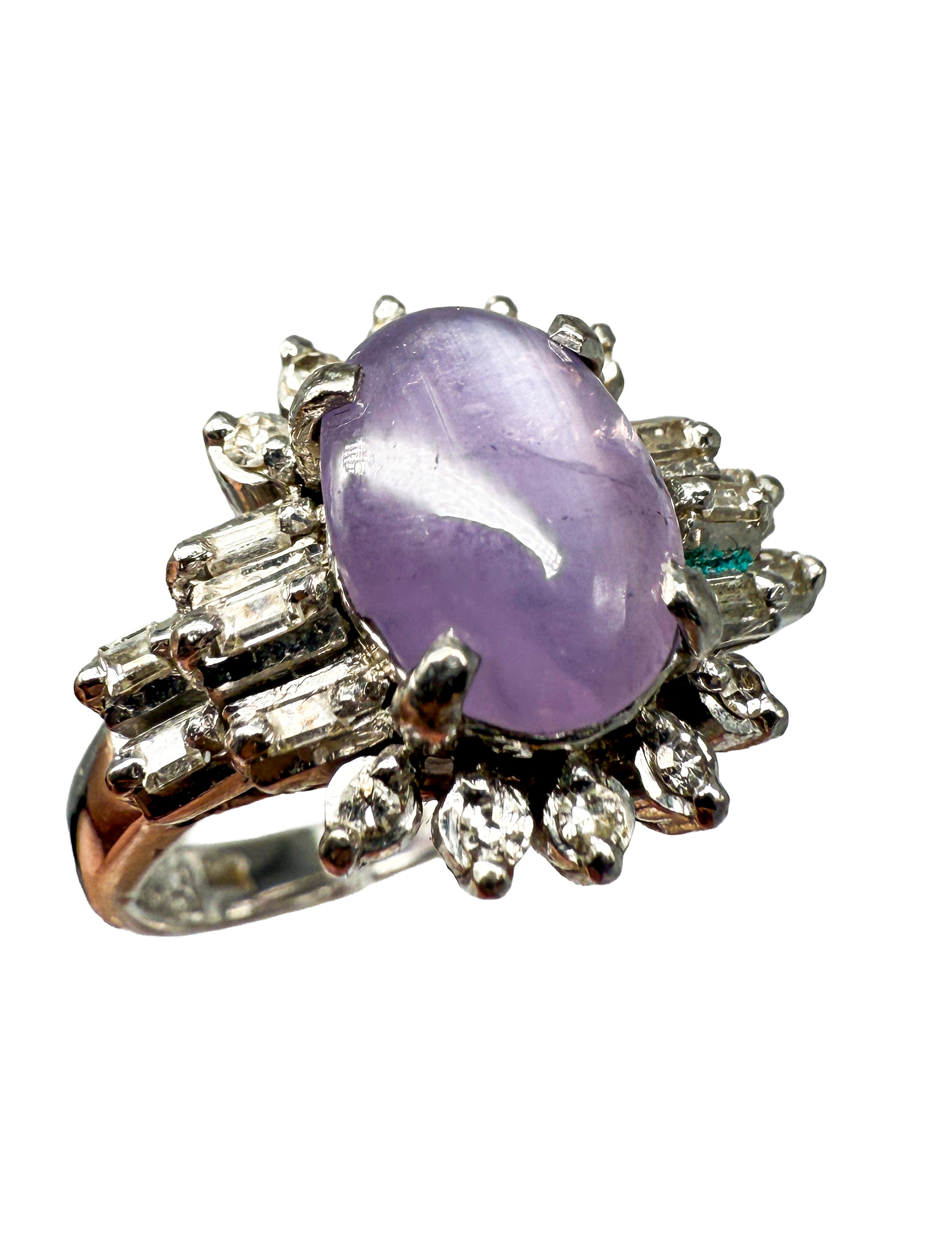 Weißgold Ring mit Amethyst und Diamanten