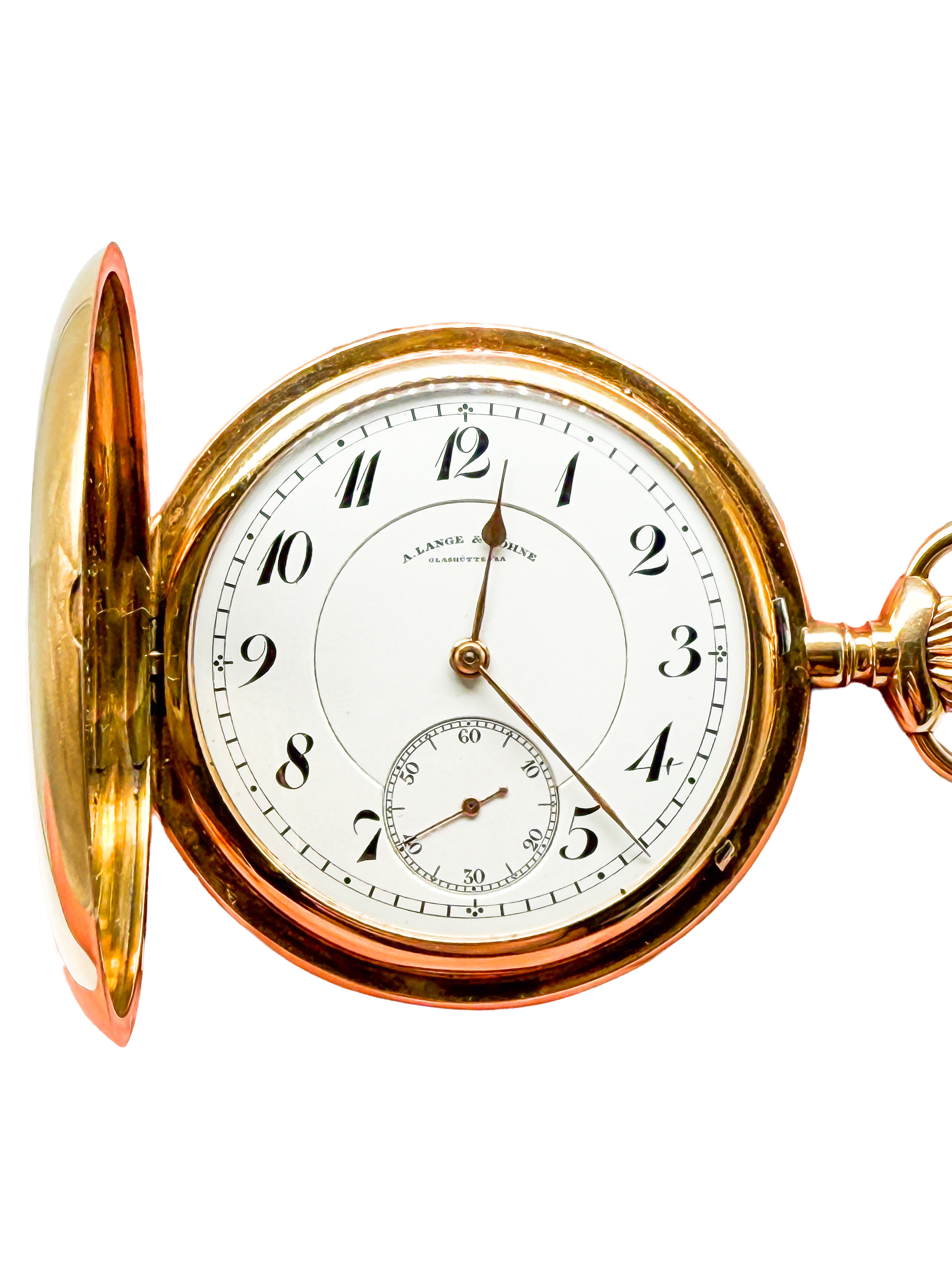 Lang & Söhne Taschenuhr Gold 14k mit Archivauszug, 1920 Verkaufsdatum