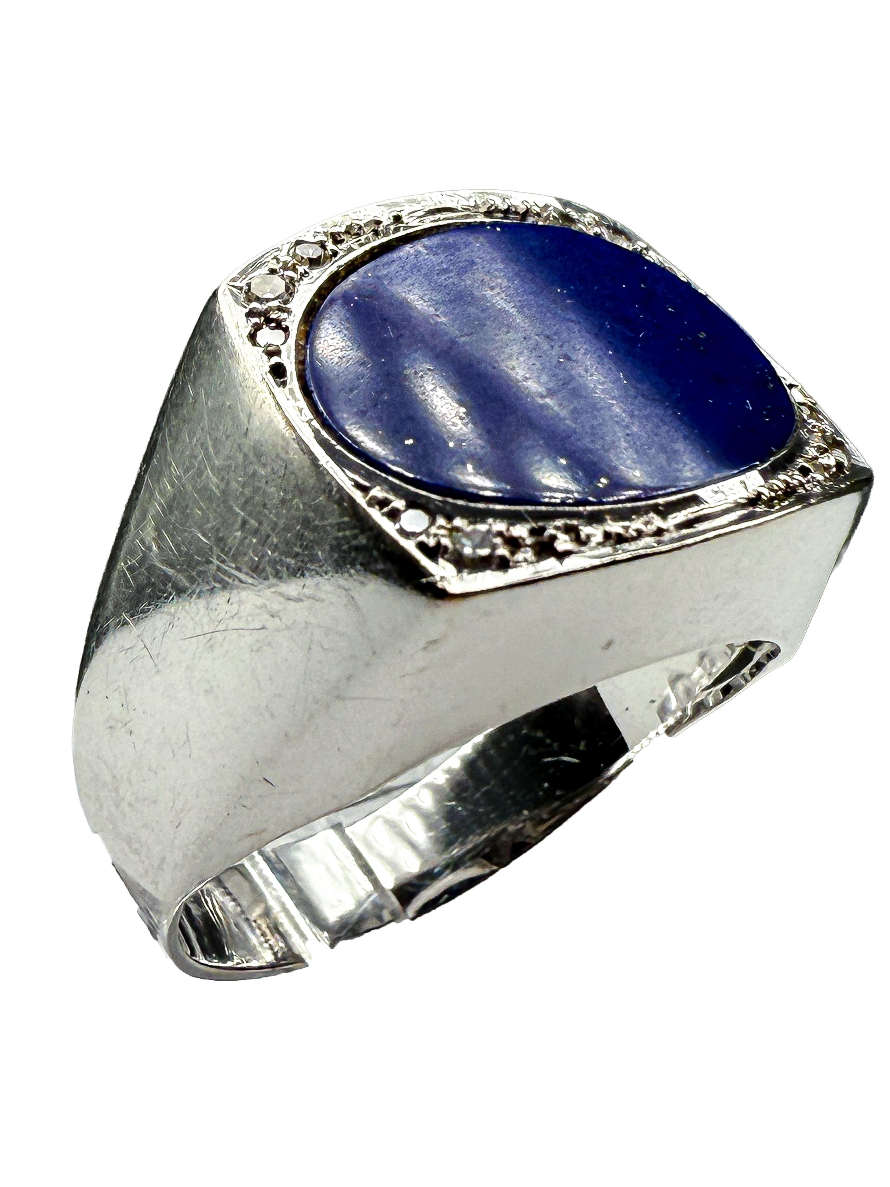 585er Weißgold Ring mit einem Lapis Lazuli