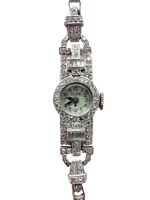 Laden Sie das Bild in den Galerie-Viewer, Armbanduhr, Platinum und Weißgold, mit Diamanten Art Deco
