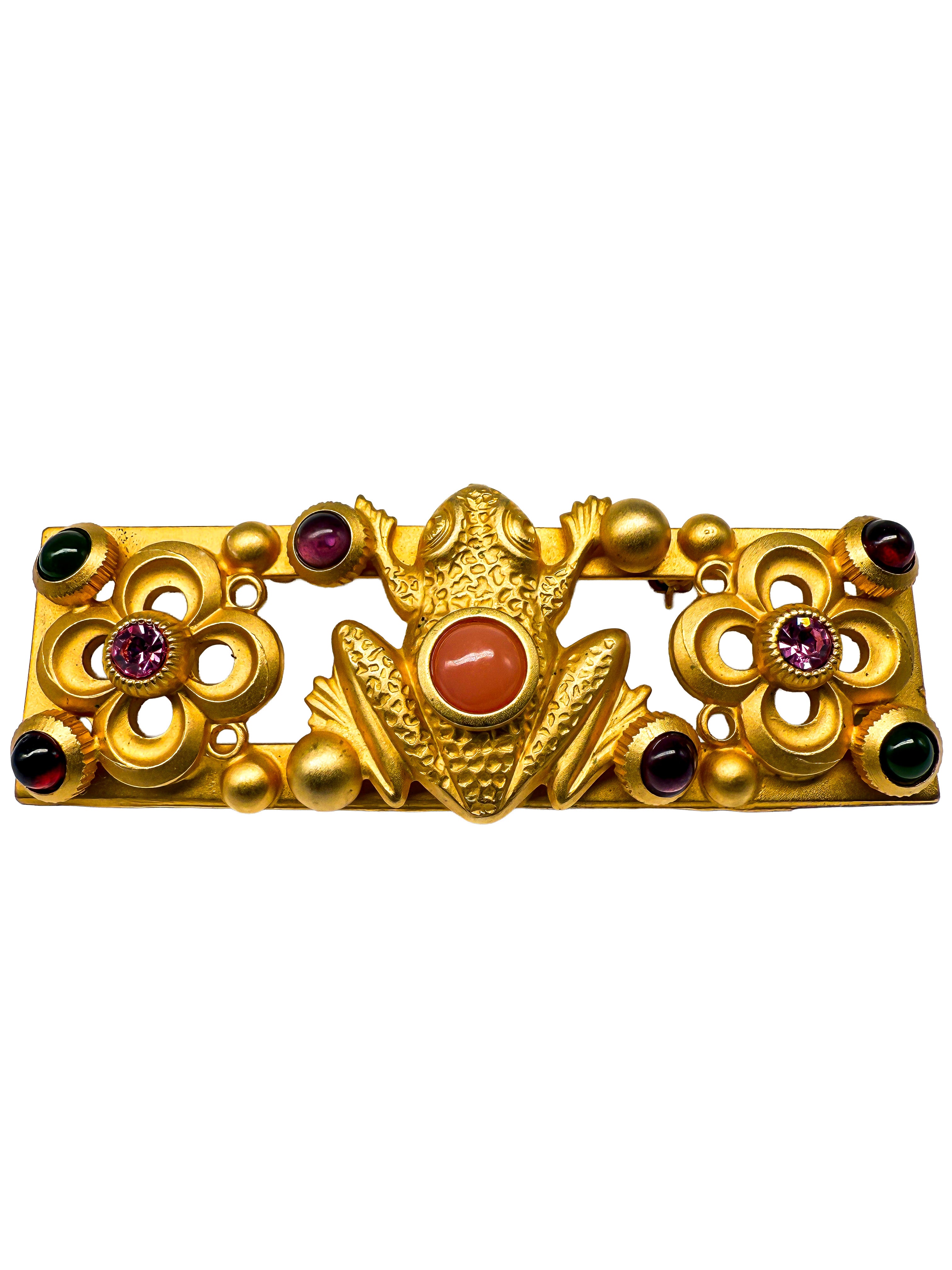 Natasha Stambouli, Modeschmuck Brosche, Frosch, vergioldet