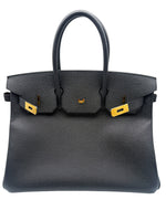 Laden Sie das Bild in den Galerie-Viewer, Hermès Birkin 35 Handtasche aus schwarzem Epsom-Leder
