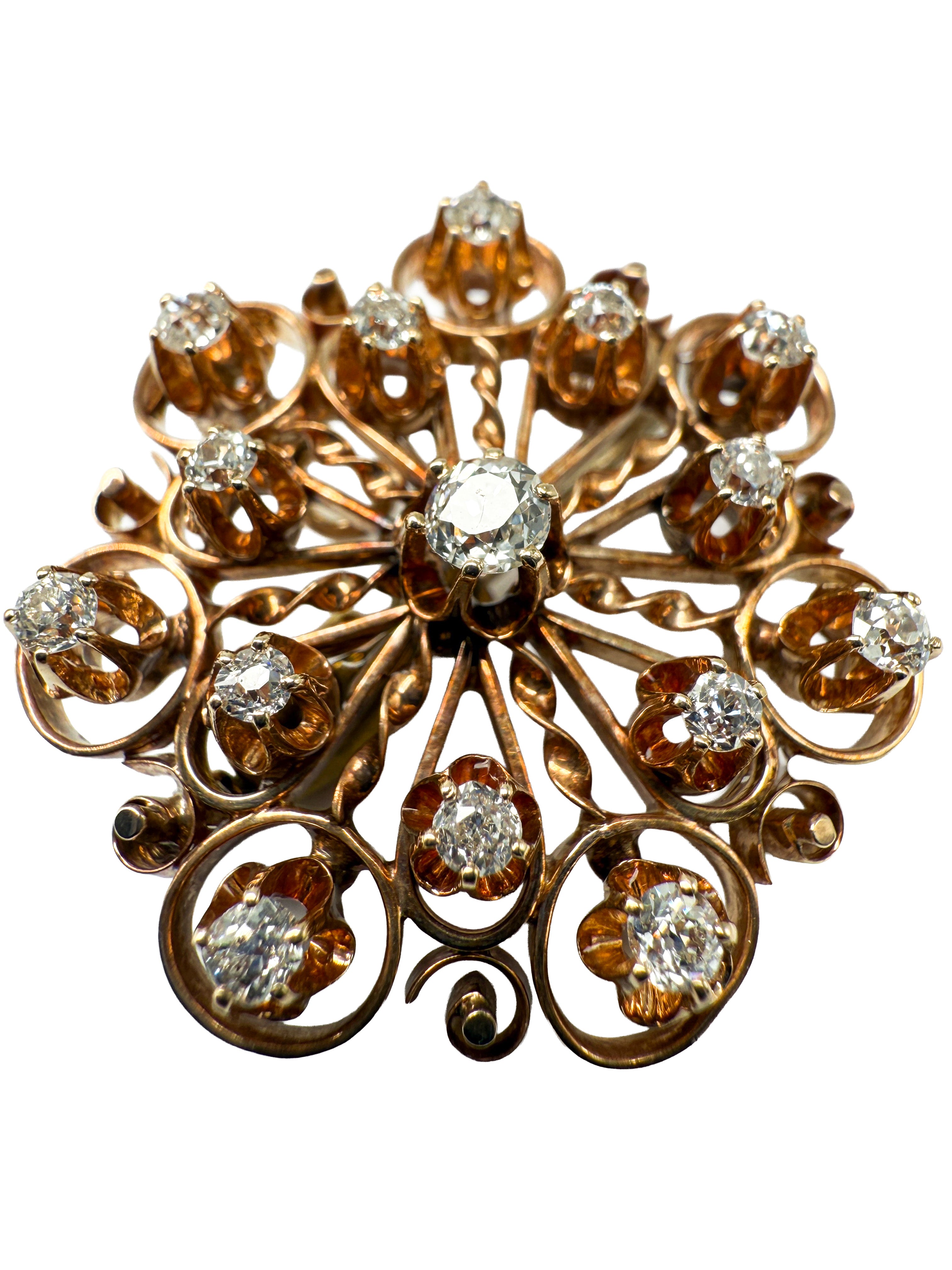 Anhänger/Brosche aus Gelbgold und Diamanten 585er