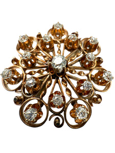 Anhänger/Brosche aus Gelbgold und Diamanten 585er