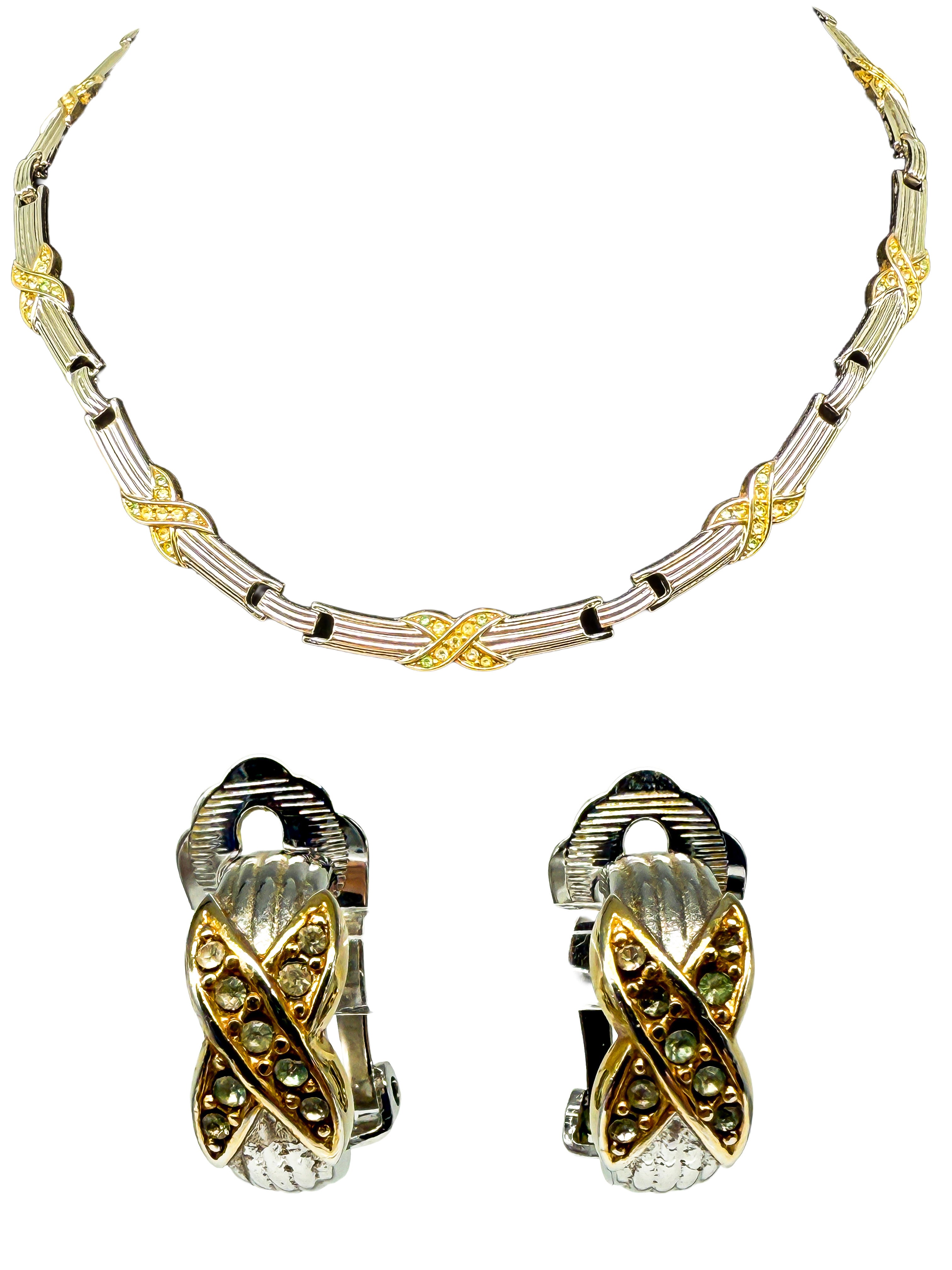 Dior, Schmuck Set, Ohrringe und Collier, vergoldet