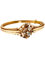 Laden Sie das Bild in den Galerie-Viewer, Antikes Armband aus 585er Gelbgold mit Diamant | Jugendstil um 1890–1905
