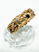 Laden Sie das Bild in den Galerie-Viewer, 585er Gelbgold Ring mit Diamanten und Saphiren
