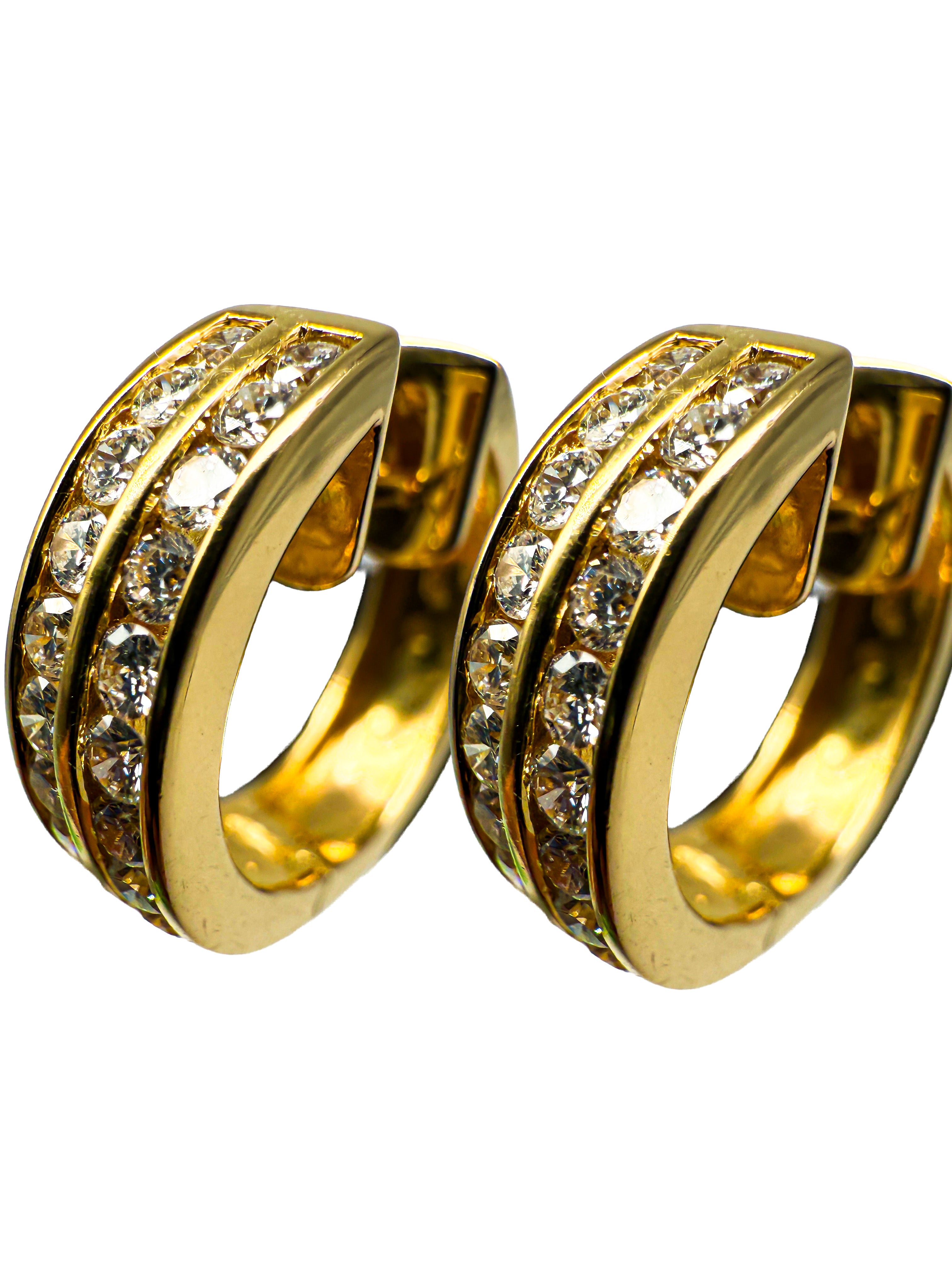 750er Gelbgold Ohrringe mit Diamanten