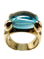 Laden Sie das Bild in den Galerie-Viewer, 585er Gelbgold Ring mit einem 9,4ct Aquamarin
