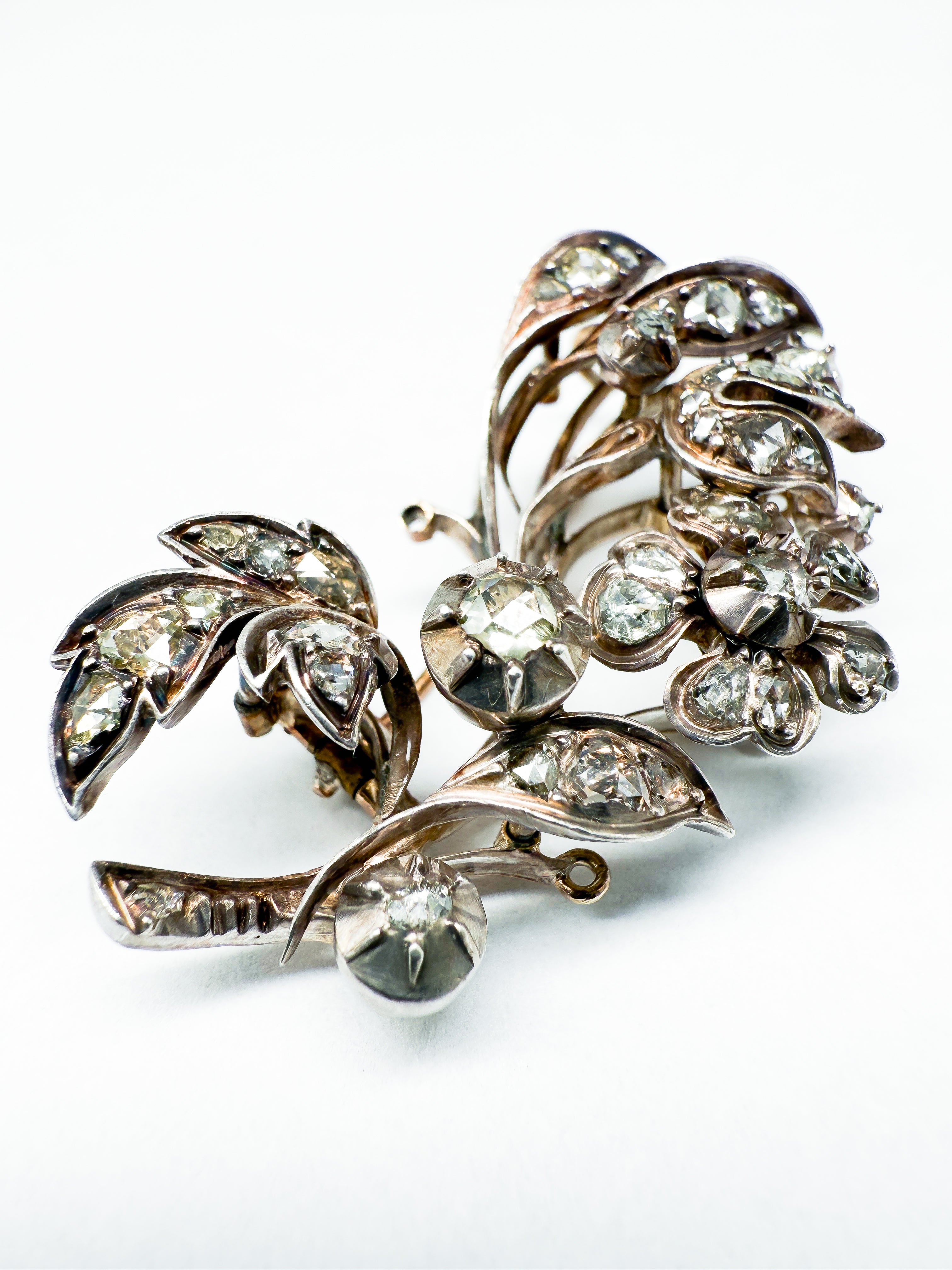 Brosche Jugendstill mix aus Gold und Silber mit Diamanten