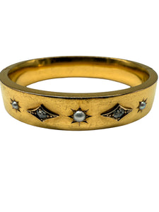 Historismus, Gelbgoldarmreif 23K mit Diamanten und Perlen