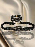 Laden Sie das Bild in den Galerie-Viewer, Armband und Halsketten Set mit Tahit-Perlen und Diamanten
