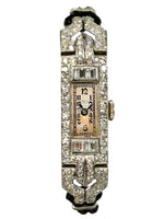 Laden Sie das Bild in den Galerie-Viewer, Armbanduhr Art Deco aus 999er Platin mit Diamanten Walser Wald
