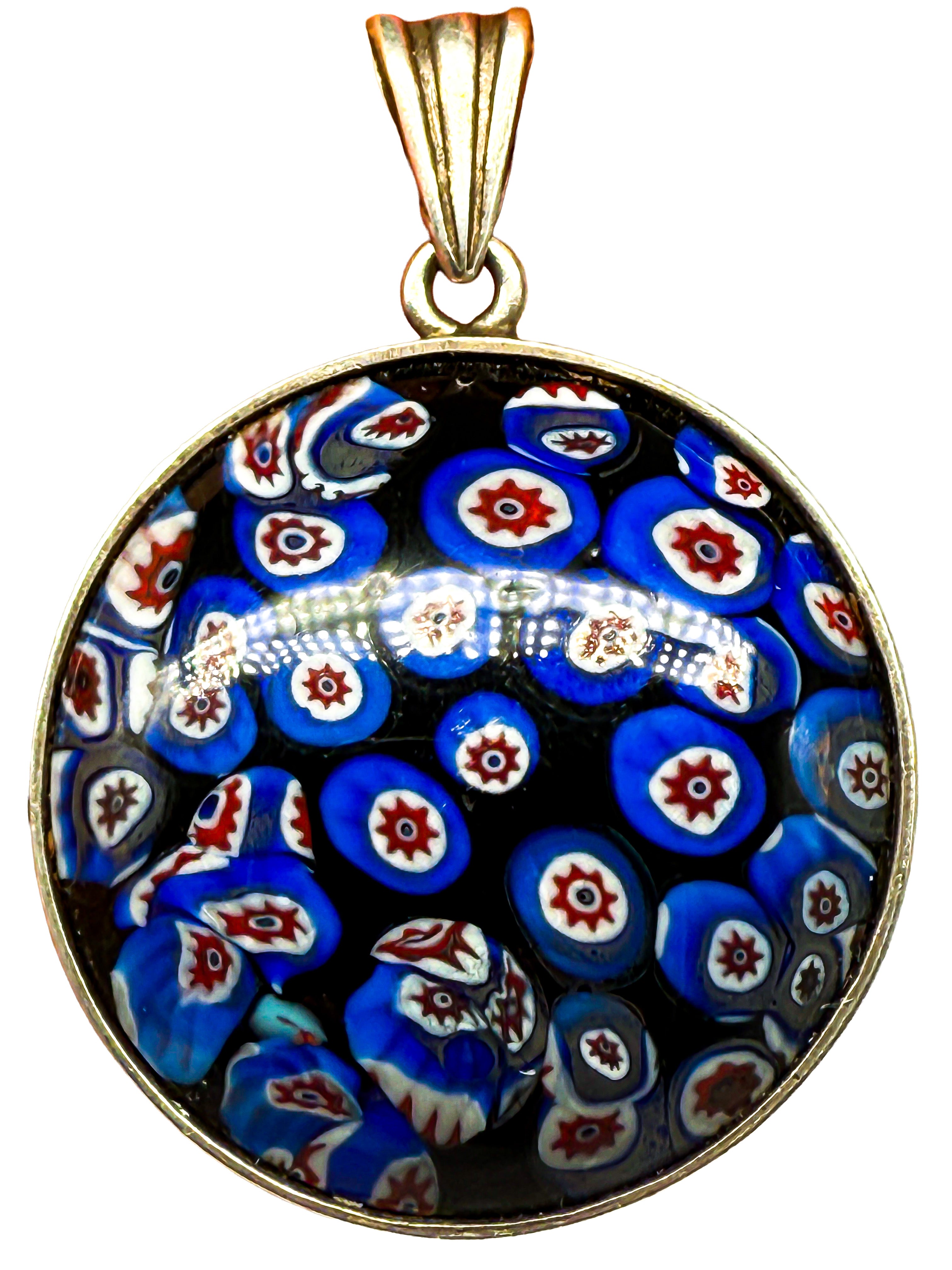 Antiker Silber 835 Anhänger Millefiori-Glas ital. "tausend Blumen"