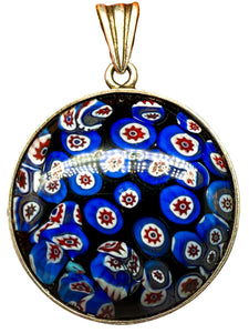 Antiker Silber 835 Anhänger Millefiori-Glas ital. "tausend Blumen"