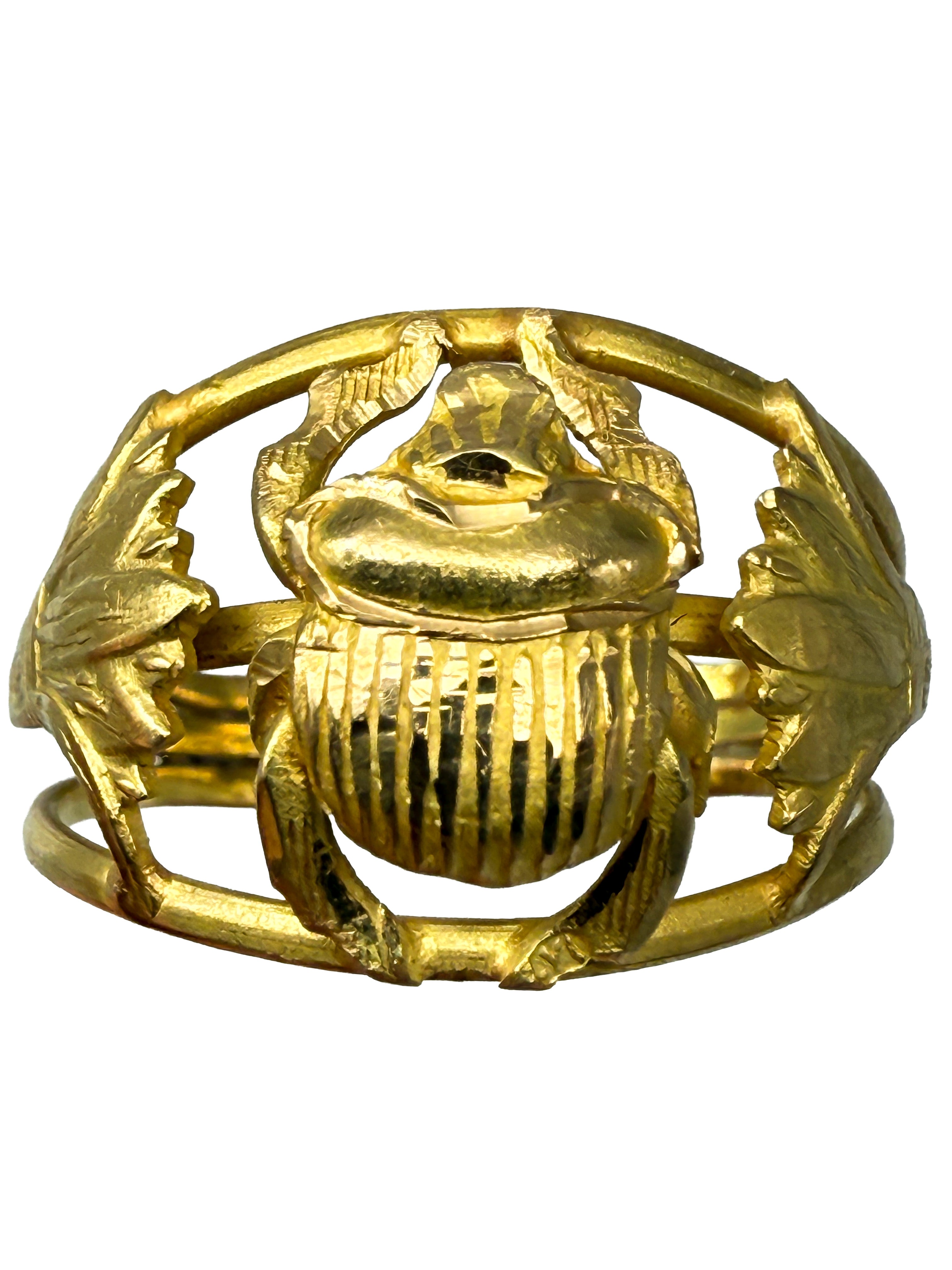 750er Gelbgold Ring mit Ägyptischem Skarabäus