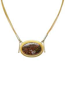 750er Gelbgold Collier mit Matrixopal