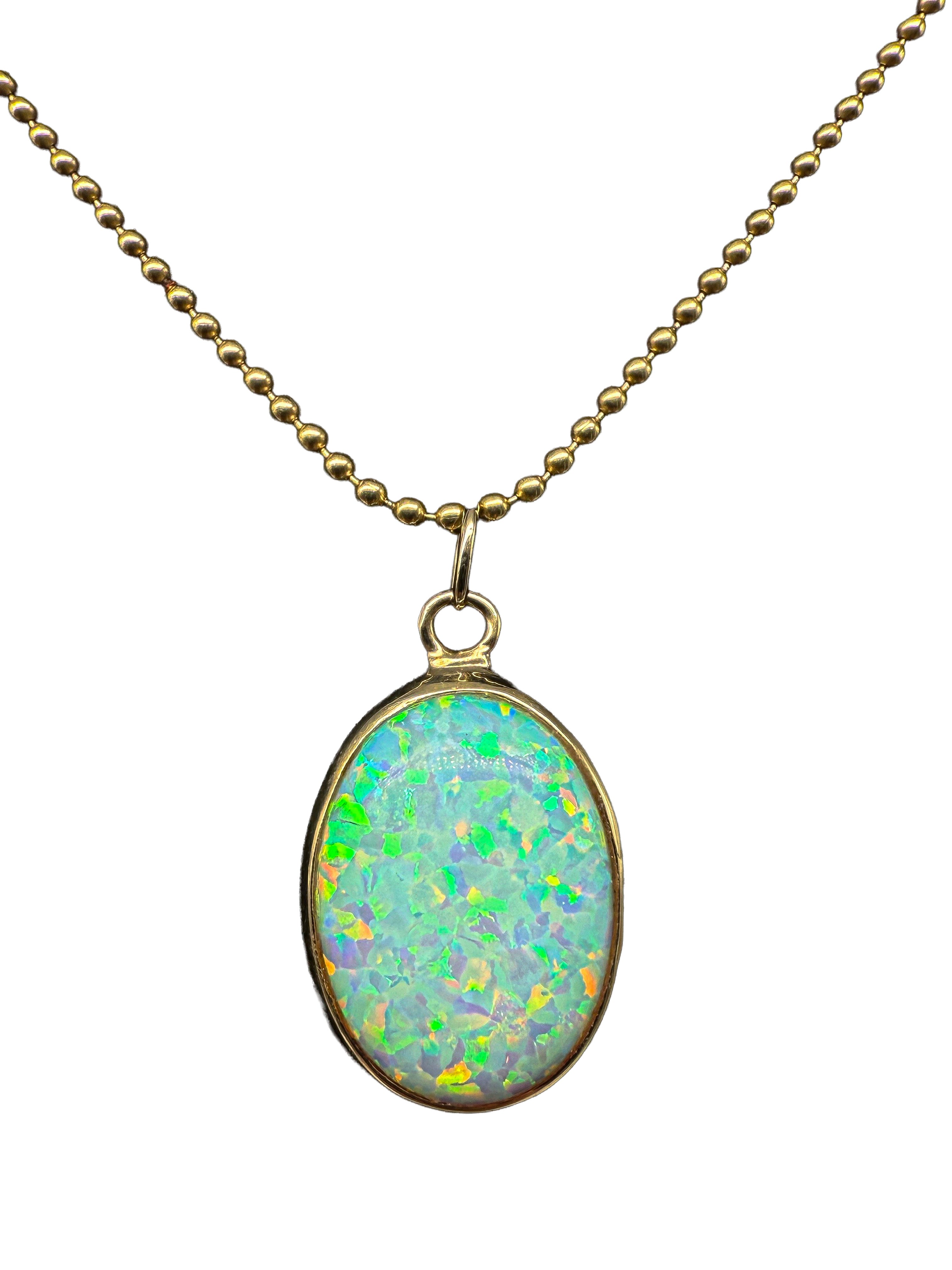 585er Gelbgold Collier mit Opal