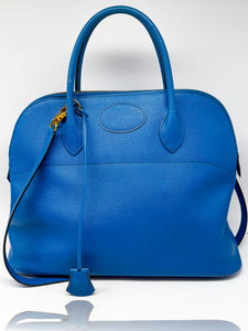 Hermes Bolide 35 - Blau - Gold Hardware - Leder