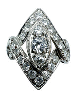 Laden Sie das Bild in den Galerie-Viewer, 950er Art Deco Platin-Ring mit Diamanten
