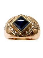 Laden Sie das Bild in den Galerie-Viewer, Ring 585er Gelbgold mit Saphir und Diamanten
