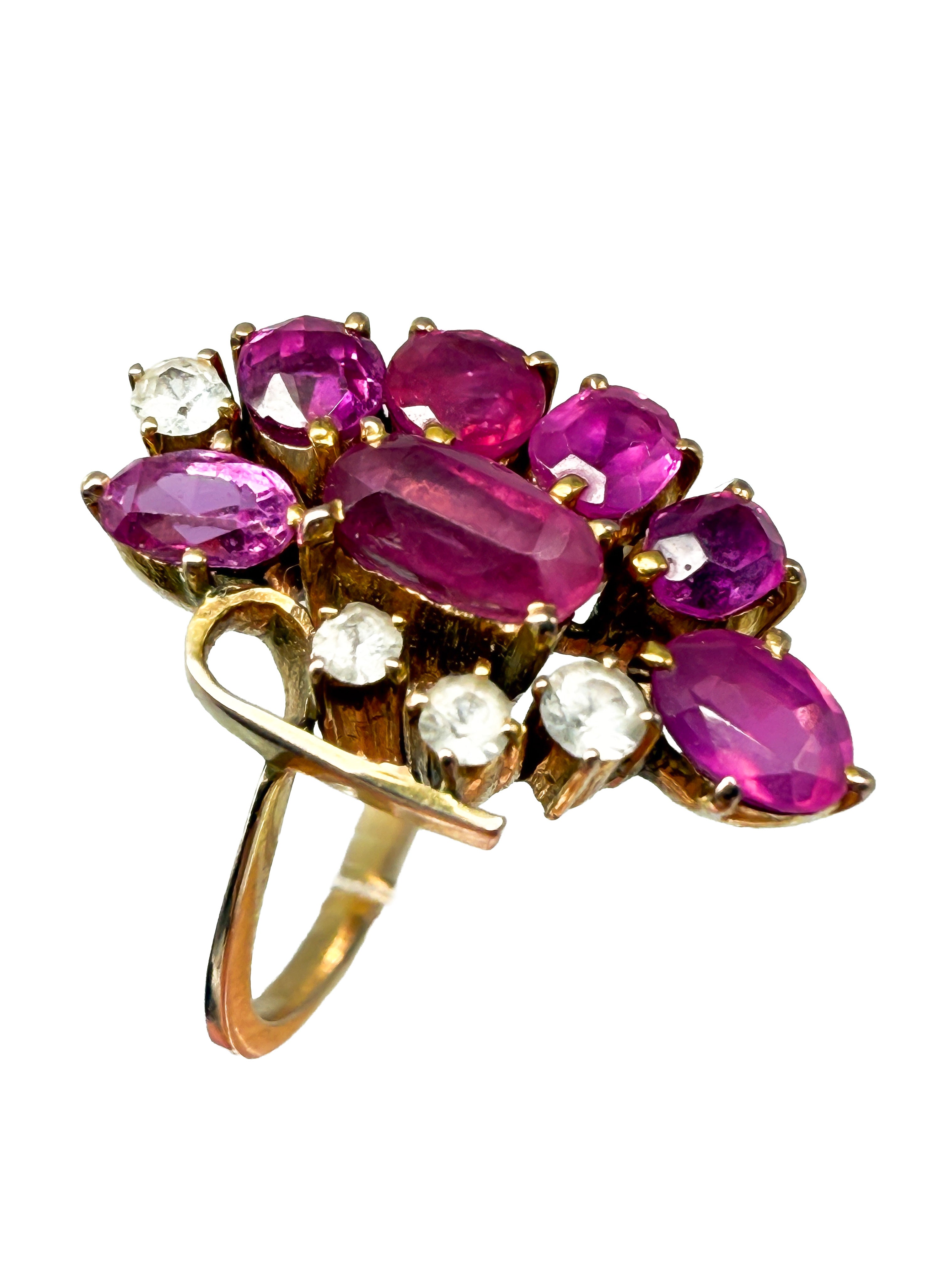 333er Gelbgold Ring mit Rubinen und Diamanten