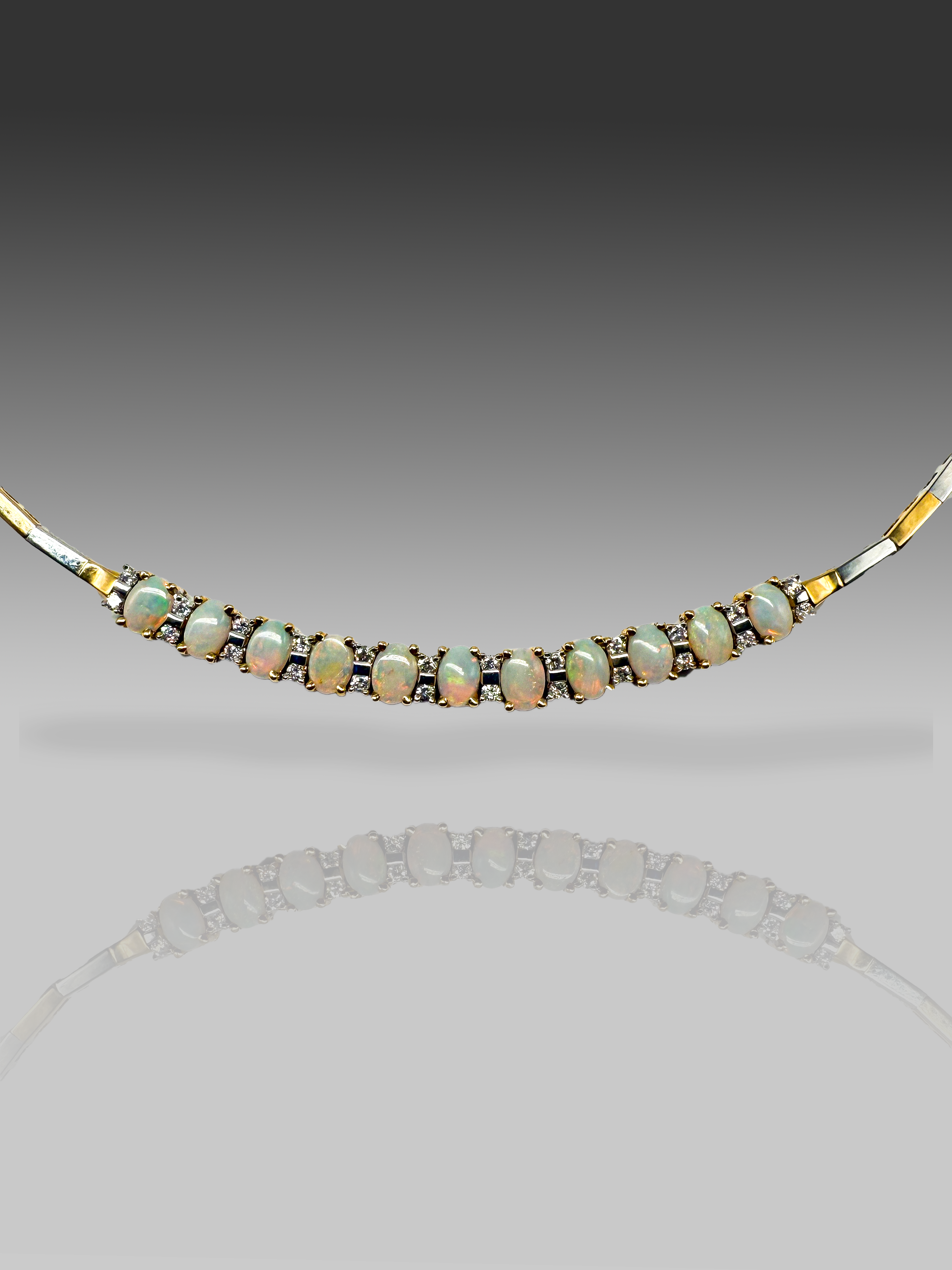 750er Gelbgold Collier mit Opal und Diamant