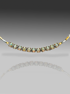 750er Gelbgold Collier mit Opal und Diamant