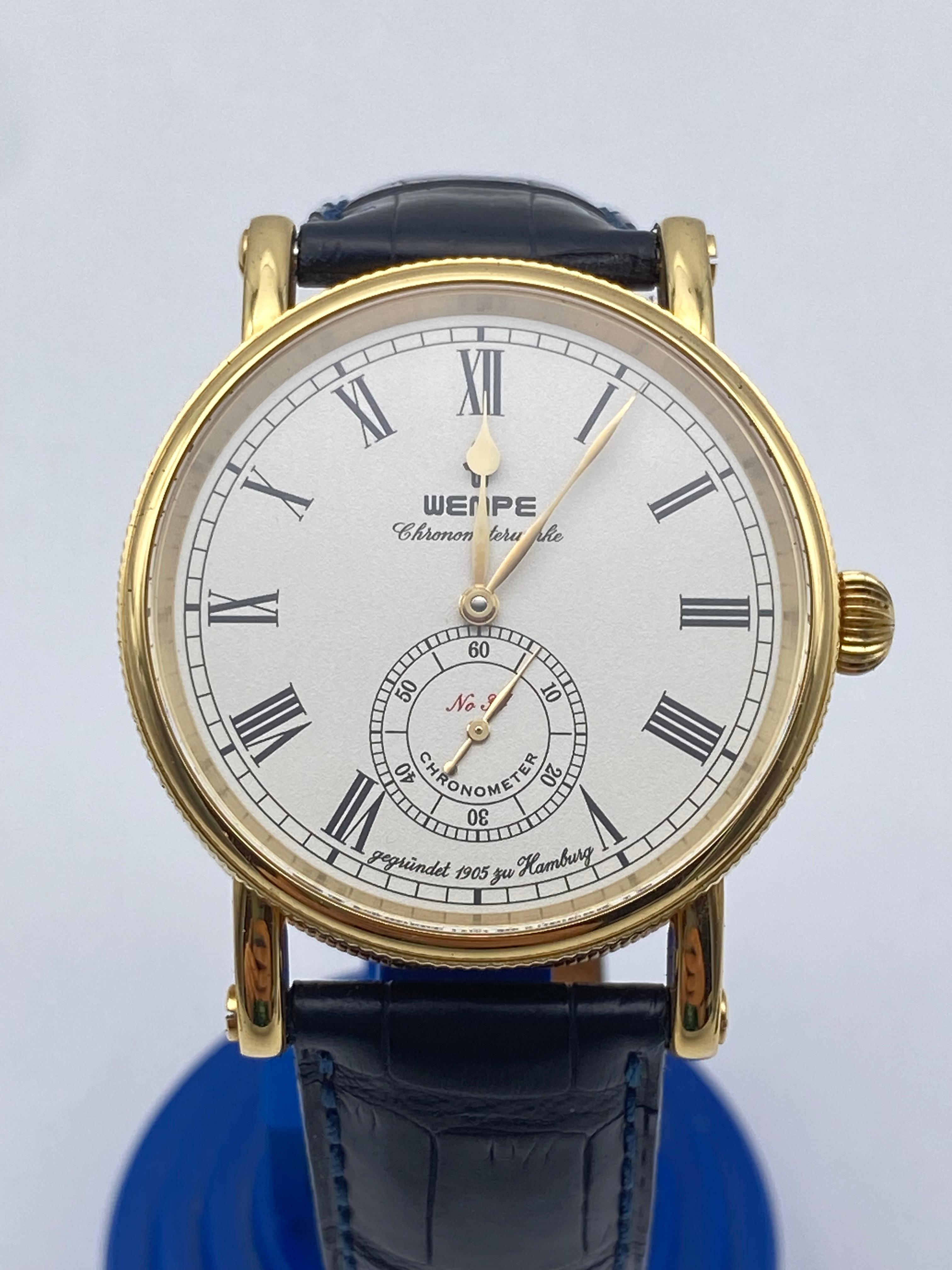 Original Wempe Chronometer Werke Herren Uhr in 750 Gelbgold