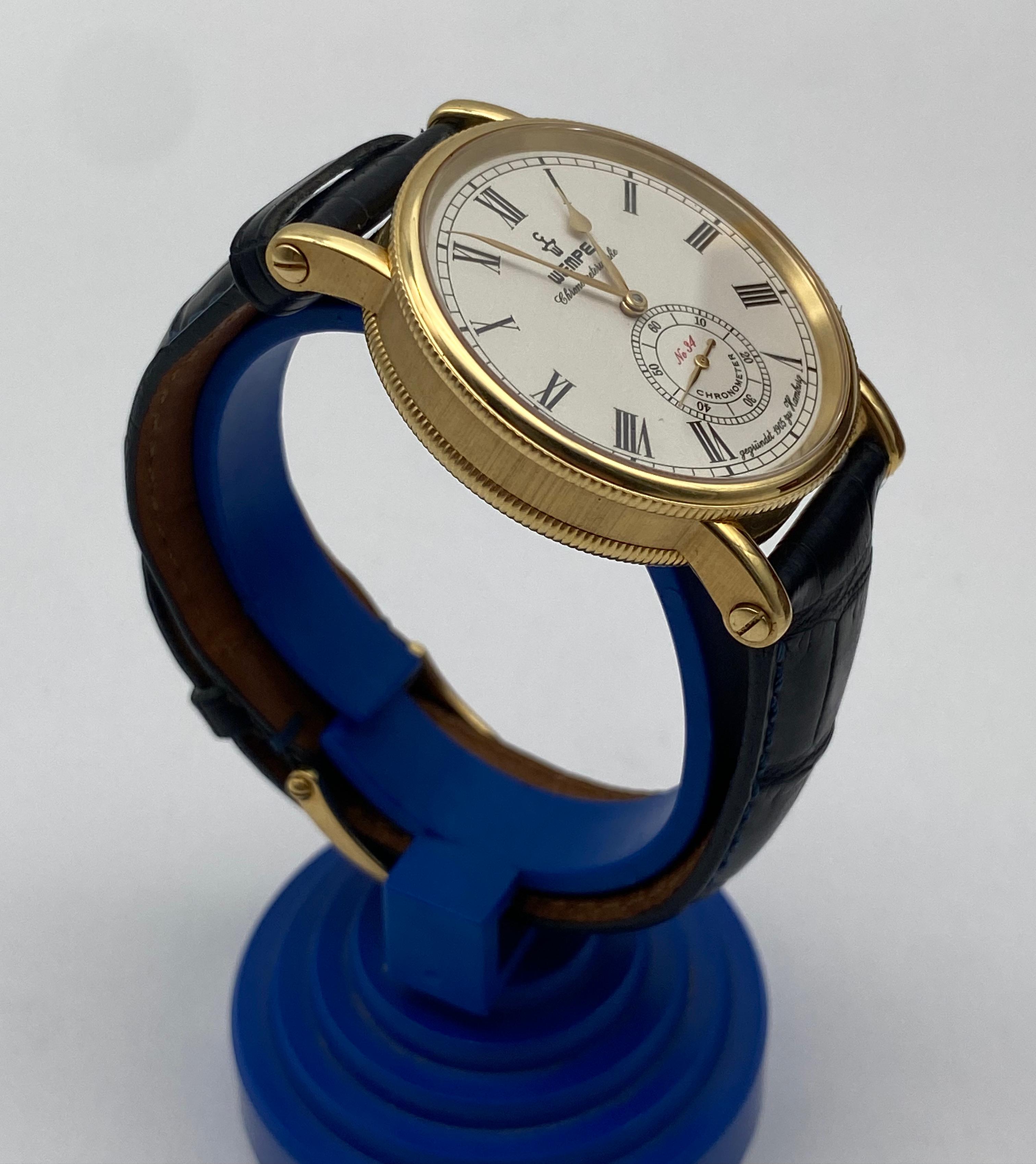 Original Wempe Chronometer Werke Herren Uhr in 750 Gelbgold