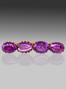 14K Gelbgold Brosche mit Amethysten