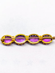 14K Gelbgold Brosche mit Amethysten