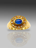 Laden Sie das Bild in den Galerie-Viewer, Gelbgoldring mit Saphir, 585er
