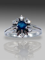 Laden Sie das Bild in den Galerie-Viewer, Ring 585er Weißgold mit Diamanten und Saphir
