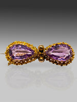 Laden Sie das Bild in den Galerie-Viewer, 750er Gelbgold Brosche, Amethyst
